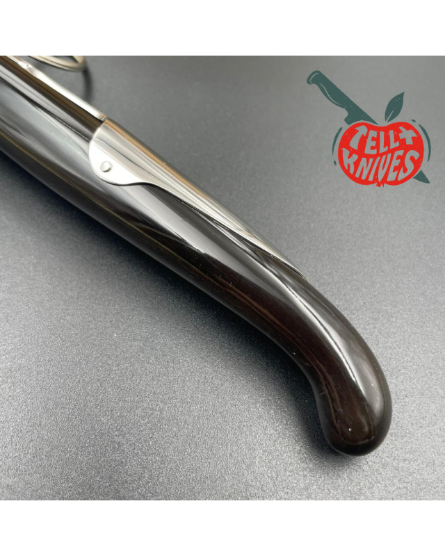 Jacques MONGIN Yatagan 11 couteau pliant lame acier inox finition miroir manche corne noire