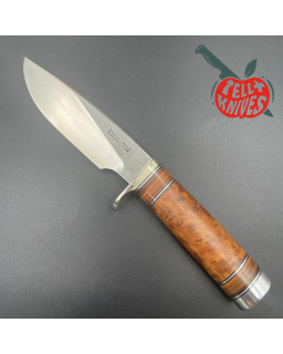 Randall Made Knives Model 25-5 The Trapper forged carbon steel thuya wood handle nickel silver guard brown leather sheat