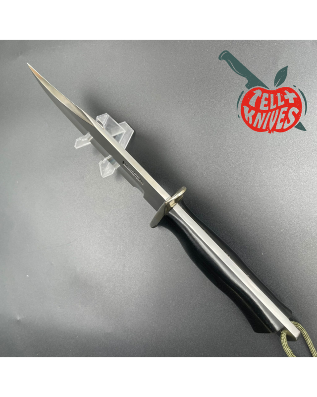 Randall Buxton Fighter Full Tang Stainless steel nickel silver hilt black micarta handle brown leather sheath