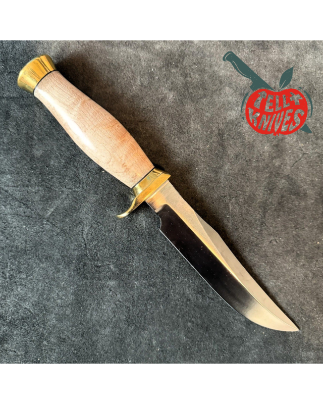 Randall Made Knives Model 12 - 6 Little Bear forged carbon steel brass hilt square top commando shape maple wood handle