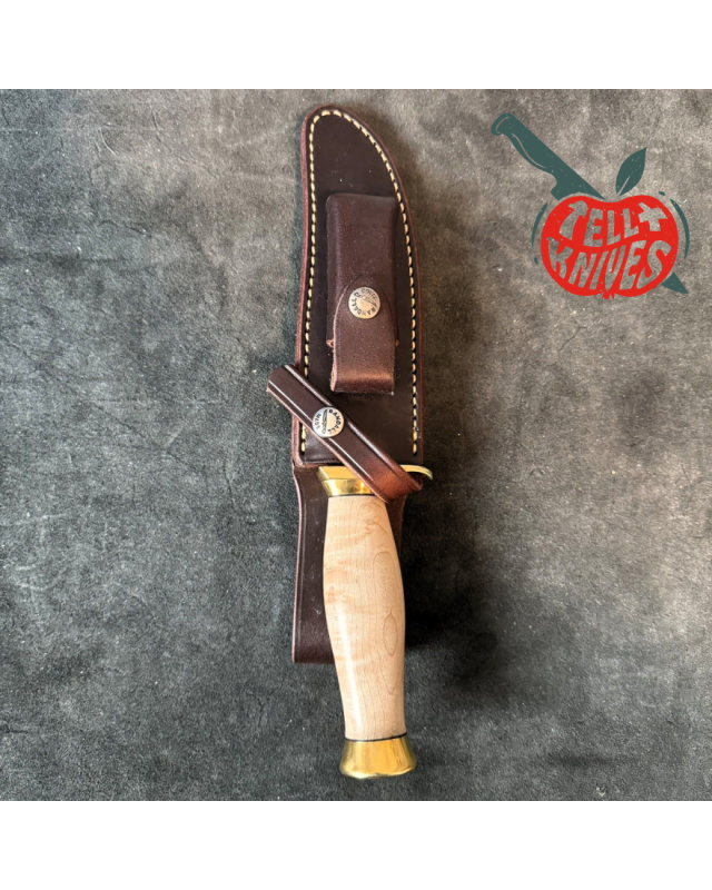 Randall Made Knives Model 12 - 6 Little Bear forged carbon steel brass hilt square top commando shape maple wood handle