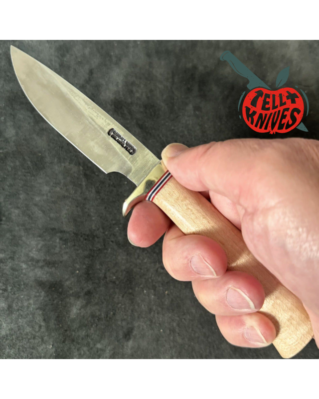 Randall Made Knives Model 26 - 4 Pathfinder forged carbon steel maple wood handle nickel silver guard brown leather shea