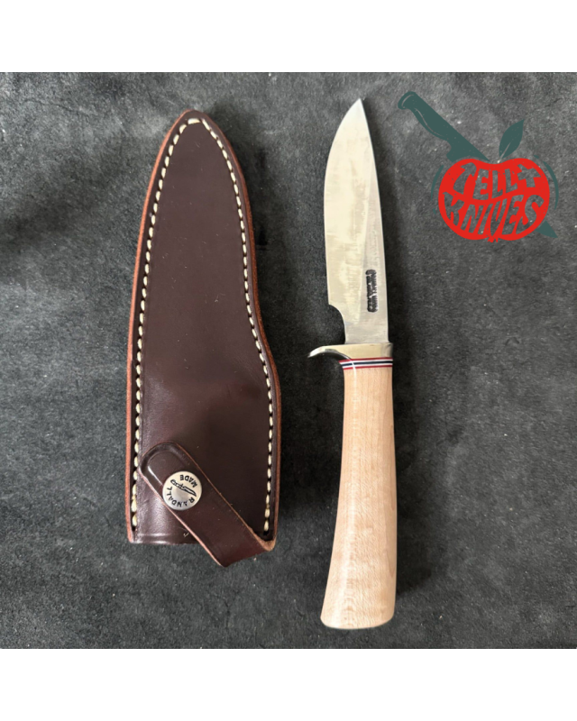 Randall Made Knives Model 26 - 4 Pathfinder forged carbon steel maple wood handle nickel silver guard brown leather shea
