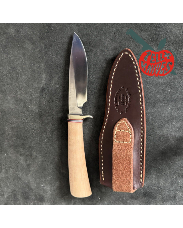 Randall Made Knives Model 26 - 4 Pathfinder forged carbon steel maple wood handle nickel silver guard brown leather shea