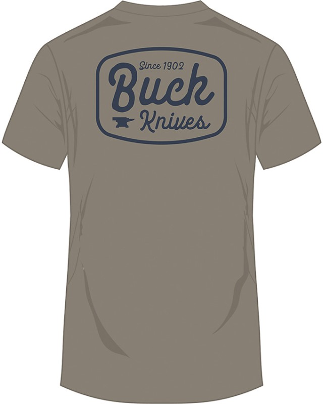 Buck Round Badge T-Shirt Gray XL 14286