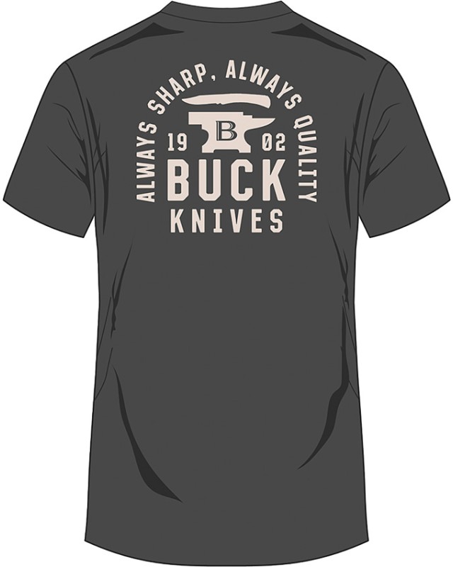 Buck Stacked Badge T-Shirt Gray XL 14293