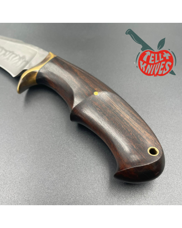 Jan Hafinec Custom Knife Fixed Blade Hunter C105 Carbon Steel brass guard ironwood handle leather sheath Jan Hafinec Custom Knife Fixed Blade Hunter C105 Carbon Steel brass guard ironwood handle leather sheath