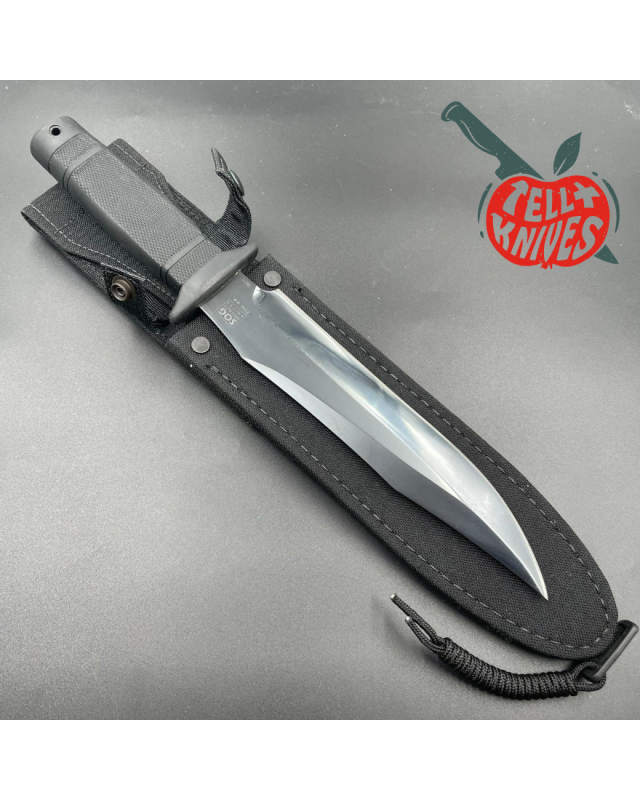 SOG Tigershark Midnite S.M. CA. SK5 carbon steel gun blued satin finish 1986-1989 SEKI Japan SOG Tigershark Midnite S.M. CA. SK5 carbon steel gun blued satin finish 1986-1989 SEKI Japan