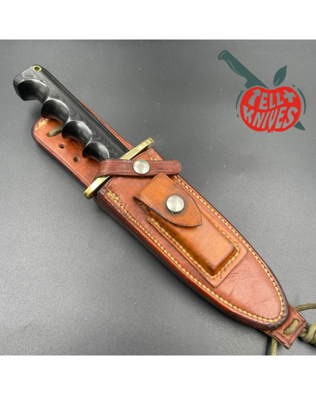 Randall Made Knives Vintage 70ies Model 15 5.5 Airman forged stainless steel black micarta four fingers grip handle bras