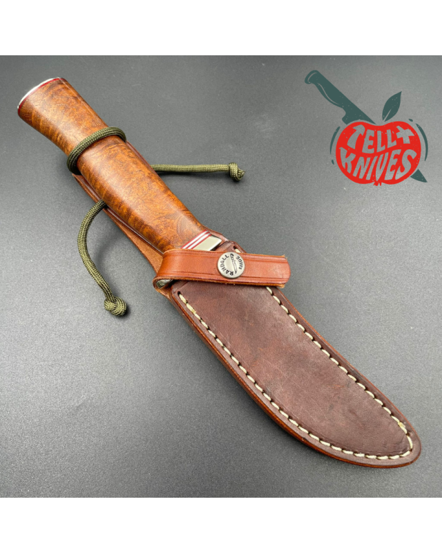 Randall Made Knives Model 4 - 4.5 Small Game and Skinner forged stainless steel blade walnut burl handle butt plate brow Randall Made Knives Model 4 - 4.5 Small Game and Skinner forged stainless steel blade walnut burl handle butt plate brow