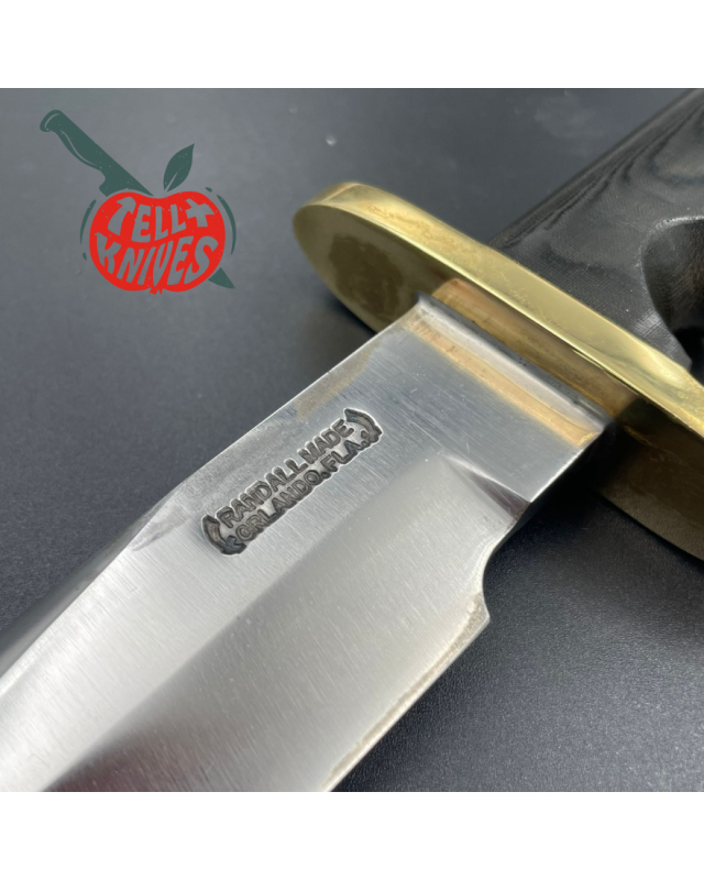 Randall Made Knives Vintage 70ies Model 15 5.5 Airman forged carbon steel black micarta four fingers grip handle brass g