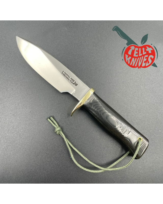 Randall Made Knives Model RKS5 Drop Point 2006 forged stainless steel full tang blade black micarta handle brass guard b