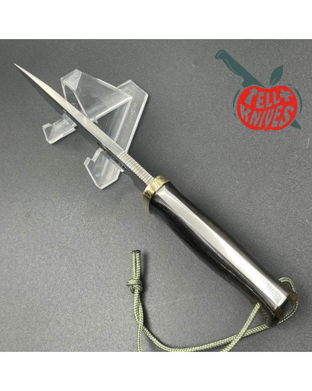 Randall Made Knives Model RKS5 Drop Point 2006 forged stainless steel full tang blade black micarta handle brass guard b