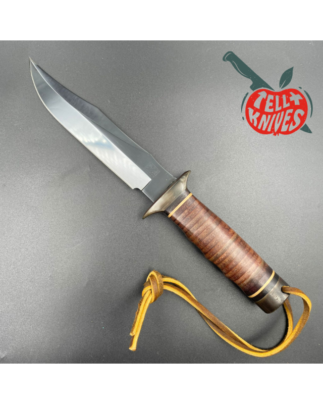 SOG S1 5th Special Forces Group Vietnam - blued SK5 carbon steel blade stacked leather handle black leather sheath with