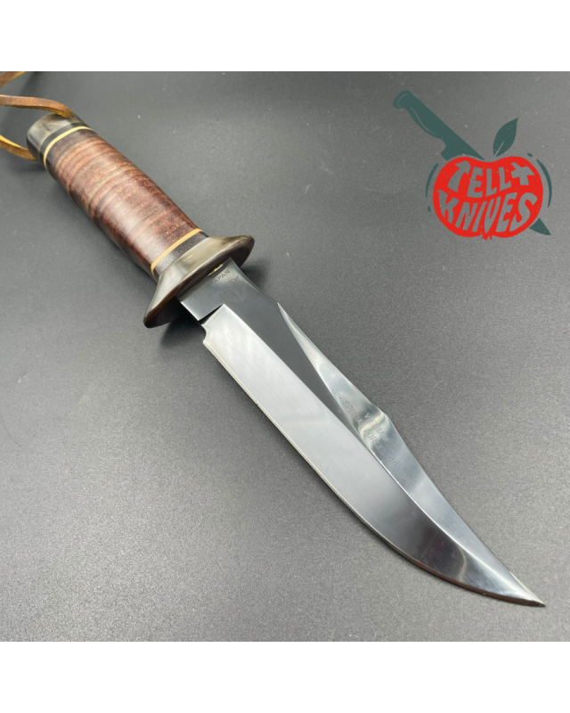SOG S1 5th Special Forces Group Vietnam - blued SK5 carbon steel blade stacked leather handle black leather sheath with SOG S1 5th Special Forces Group Vietnam - blued SK5 carbon steel blade stacked leather handle black leather sheath with