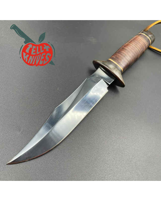 SOG S1 5th Special Forces Group Vietnam - blued SK5 carbon steel blade stacked leather handle black leather sheath with SOG S1 5th Special Forces Group Vietnam - blued SK5 carbon steel blade stacked leather handle black leather sheath with