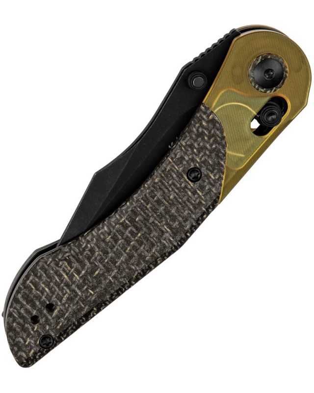 Kizer Cutlery Mini Mystic foldng knife 154CM stainless steel blackwash finish Clutch Lock black burlap micarta handle