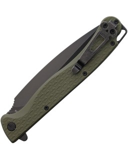 Daggerr Knives Vendetta Linerlock 8Cr14MoV stainless steel dagger blade blackwash finish OD Green FRN handle