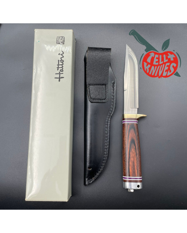 Hattori Precision Master Hunter VG-10 inox steel brass guard laminate Pakkawood handle black leather sheath Hattori Precision Master Hunter VG-10 inox steel brass guard laminate Pakkawood handle black leather sheath