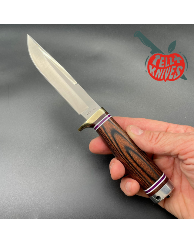 Hattori Precision Master Hunter VG-10 inox steel brass guard laminate Pakkawood handle black leather sheath Hattori Precision Master Hunter VG-10 inox steel brass guard laminate Pakkawood handle black leather sheath