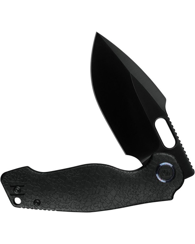 KUNWU Knives Gringo folding knife S390 steel black DLC coated blade Framelock Black textured titanium handle