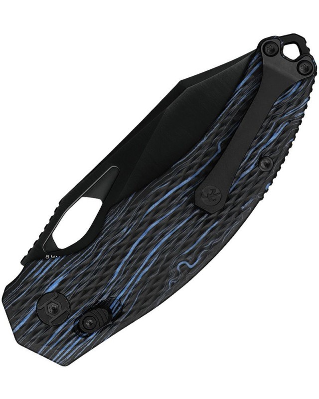 KUNWU Knives X-Padre folding knife ELMAX steel black DLC coated blade XT-Lock Black and Blue G-Mascus handle