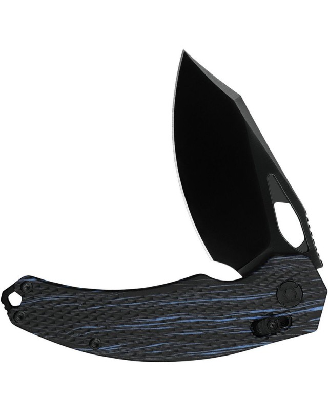 KUNWU Knives X-Padre folding knife ELMAX steel black DLC coated blade XT-Lock Black and Blue G-Mascus handle