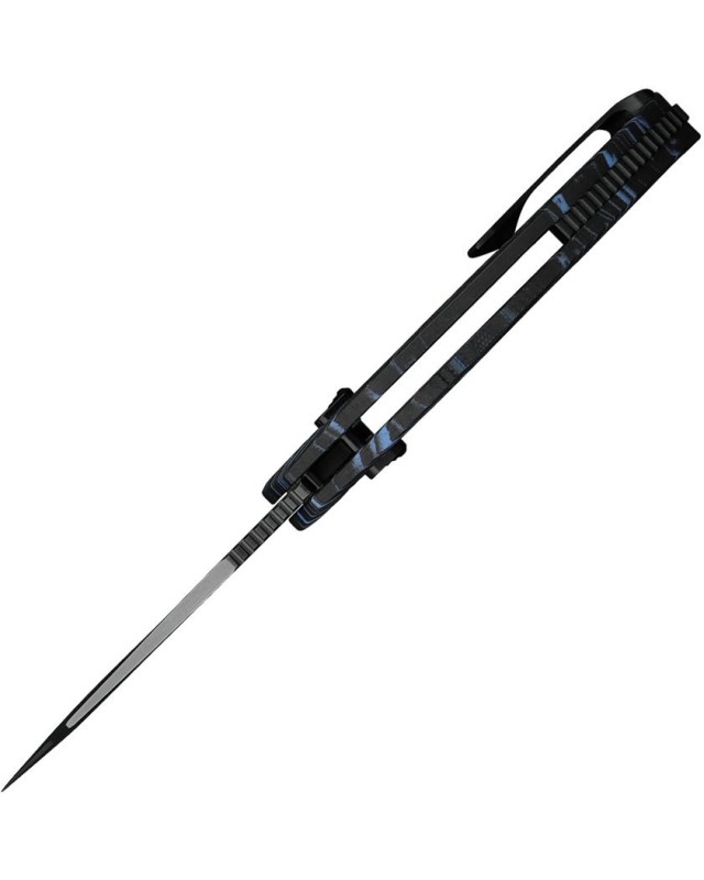 KUNWU Knives X-Padre folding knife ELMAX steel black DLC coated blade XT-Lock Black and Blue G-Mascus handle