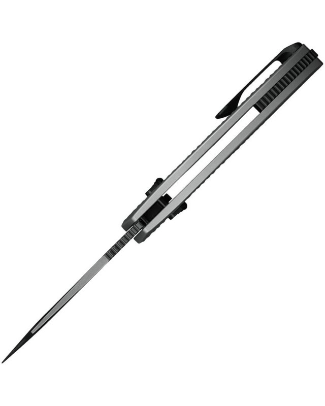 KUNWU Knives X-Padre folding knife ELMAX steel black DLC coated blade XT-Lock Gray checkered titanium handle