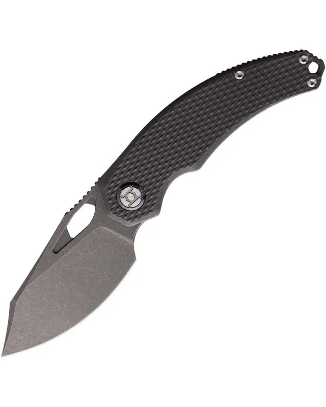 KUNWU Knives Padre folding knife VANAX steel stonewash finish blade Framelock Gray checkered titanium handle