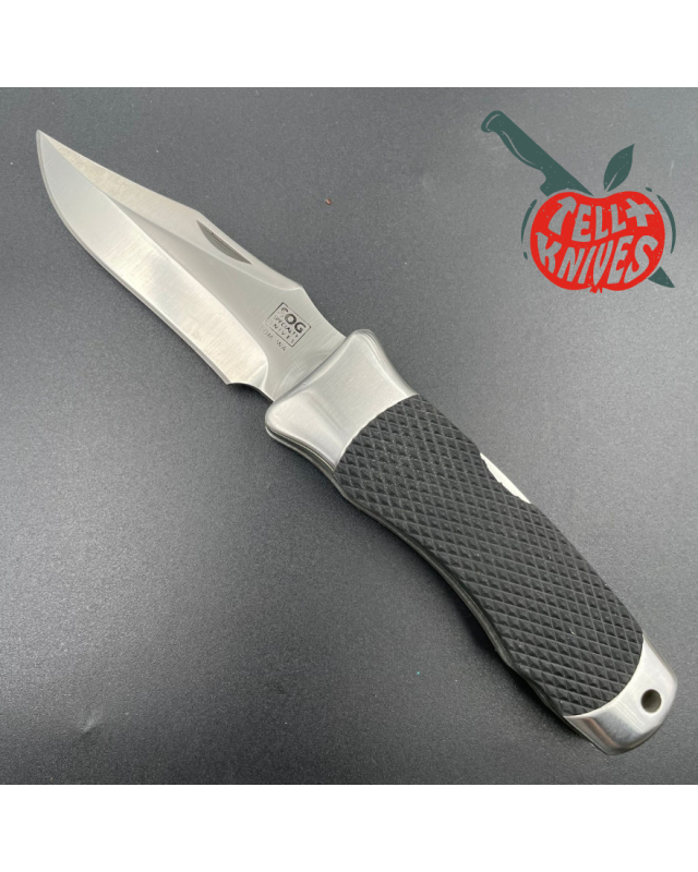 SOG Tomcat S4 440C stainless steel satin finish blade kraton handle lockback with nylon sheath and original box