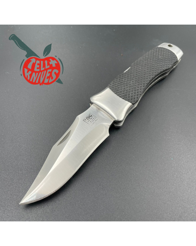 SOG Tomcat S4 440C stainless steel satin finish blade kraton handle lockback with nylon sheath and original box