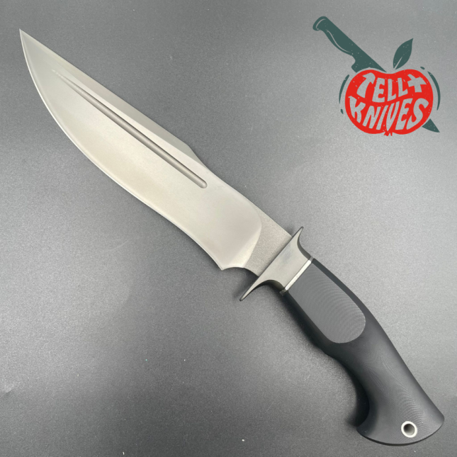 Michal Komorovsky Hunting Knife ELMAX steel black DLC coating Black G10 handle black leather sheath