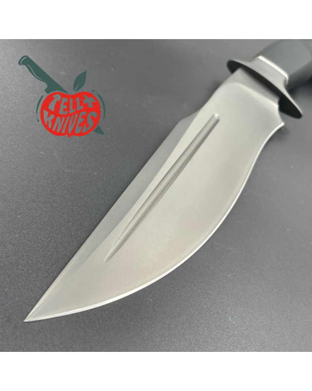 Michal Komorovsky Hunting Knife ELMAX steel black DLC coating Black G10 handle black leather sheath Michal Komorovsky Hunting Knife ELMAX steel black DLC coating Black G10 handle black leather sheath