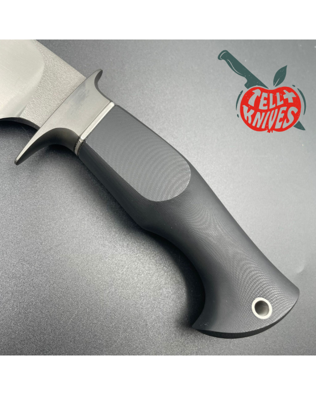 Michal Komorovsky Hunting Knife ELMAX steel black DLC coating Black G10 handle black leather sheath Michal Komorovsky Hunting Knife ELMAX steel black DLC coating Black G10 handle black leather sheath