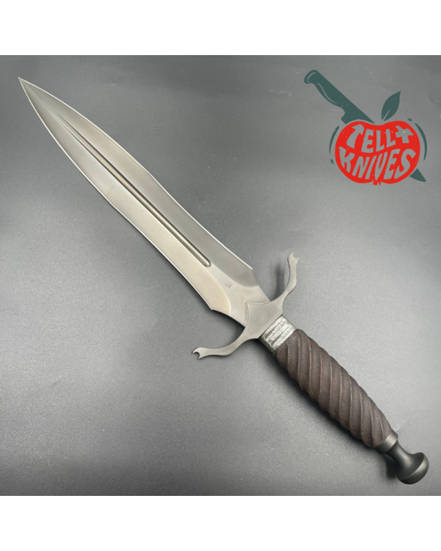 Michal Komorovsky Hunting Dagger Sleipner steel black DLC coating Wenge wood handle black leather sheath