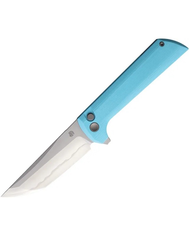 North Mountain Blade Chop2 SAN MAI Tanto SLD-Magic Steel Button Lock Sky Blue G10 handle Flipper