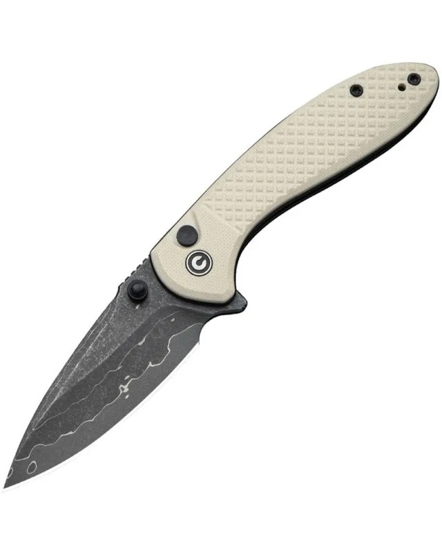 CIVIVI Faeger folding knife 14C28N steel damascus stee blade Button Lock Ivory G10 Handle Flipper