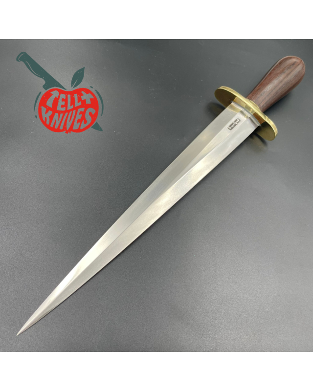 Randall Made Knives Model 13-12 Arkansas Toothpick forged carbon steel Concave Rosewood handle brass forward curved hilt
