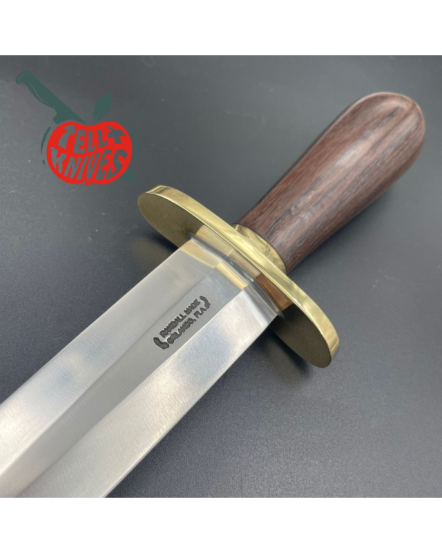 Randall Made Knives Model 13-12 Arkansas Toothpick forged carbon steel Concave Rosewood handle brass forward curved hilt