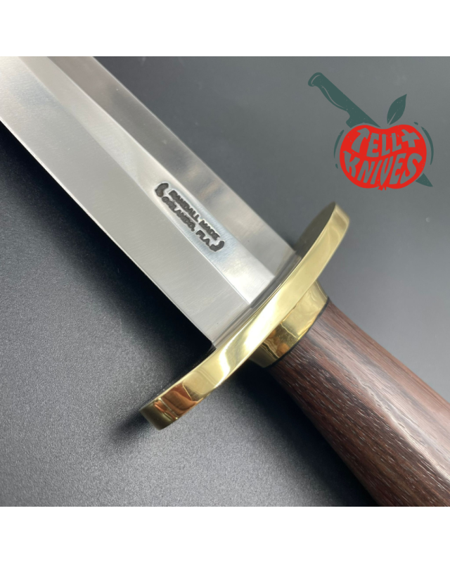 Randall Made Knives Model 13-12 Arkansas Toothpick forged carbon steel Concave Rosewood handle brass forward curved hilt