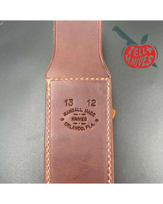 Randall Made Knives Model 13-12 Arkansas Toothpick forged carbon steel ivory micarta handle brass guard and pommel brown