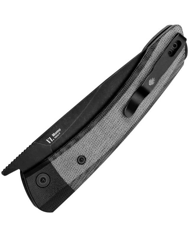 Kizer Cutlery Momo folding knife Nitro-V stainless steel blackwash finish blade linerlock black micarta handle