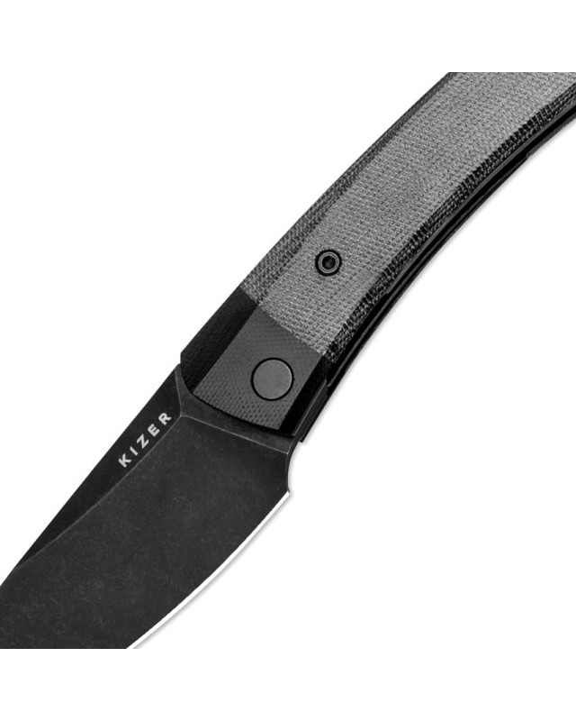 Kizer Cutlery Momo folding knife Nitro-V stainless steel blackwash finish blade linerlock black micarta handle