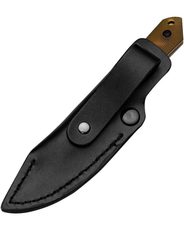 Kizer Cutlery Harpoon Mini Fixed Blade CPM-3V steel full tang black coated blade PEI handle black leather sheath