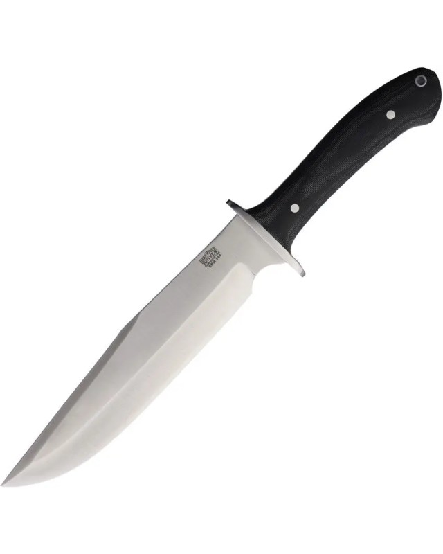 Bark River Knives Highwayman IV Fixed Blade CPM154 stainless steel Black Canva Micarta handle brown leather sheath