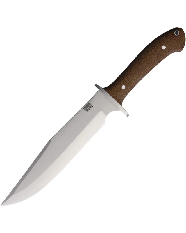Bark River Knives Highwayman IV Fixed Blade CPM154 stainless steel Brown Canva Micarta handle brown leather sheath