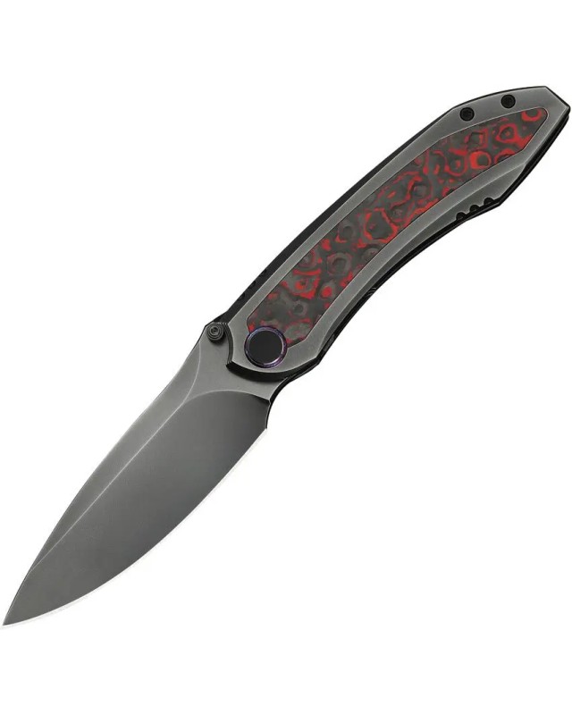 WeKnife Winsome Nested M390 stainless steel grey polished finish blade Framelock Black Titanium Handle Lava Flow Fat car
