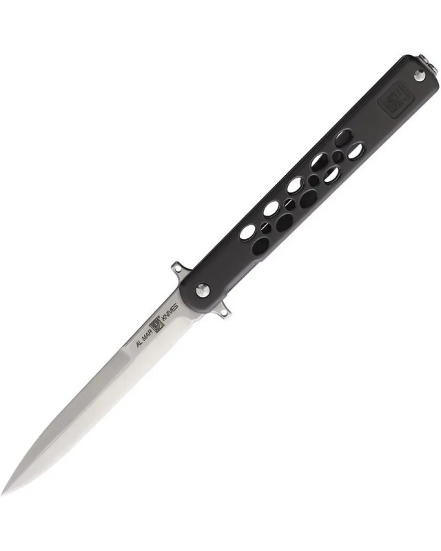 Al Mar Knives Quicksteel 3 framelock D2 tool steel satin finish blade Titanium Coated 420 Stainless steel handle