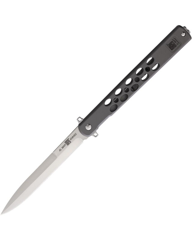 Al Mar Knives Quicksteel 5 framelock D2 tool steel satin finish blade Titanium Coated 420 Stainless steel handle